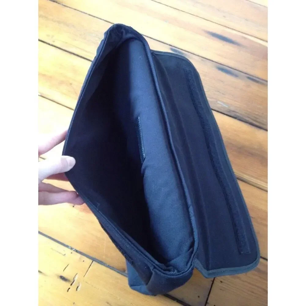 Levenger Black Leather Nylon Laptop Case Sleeve Bag 14.5